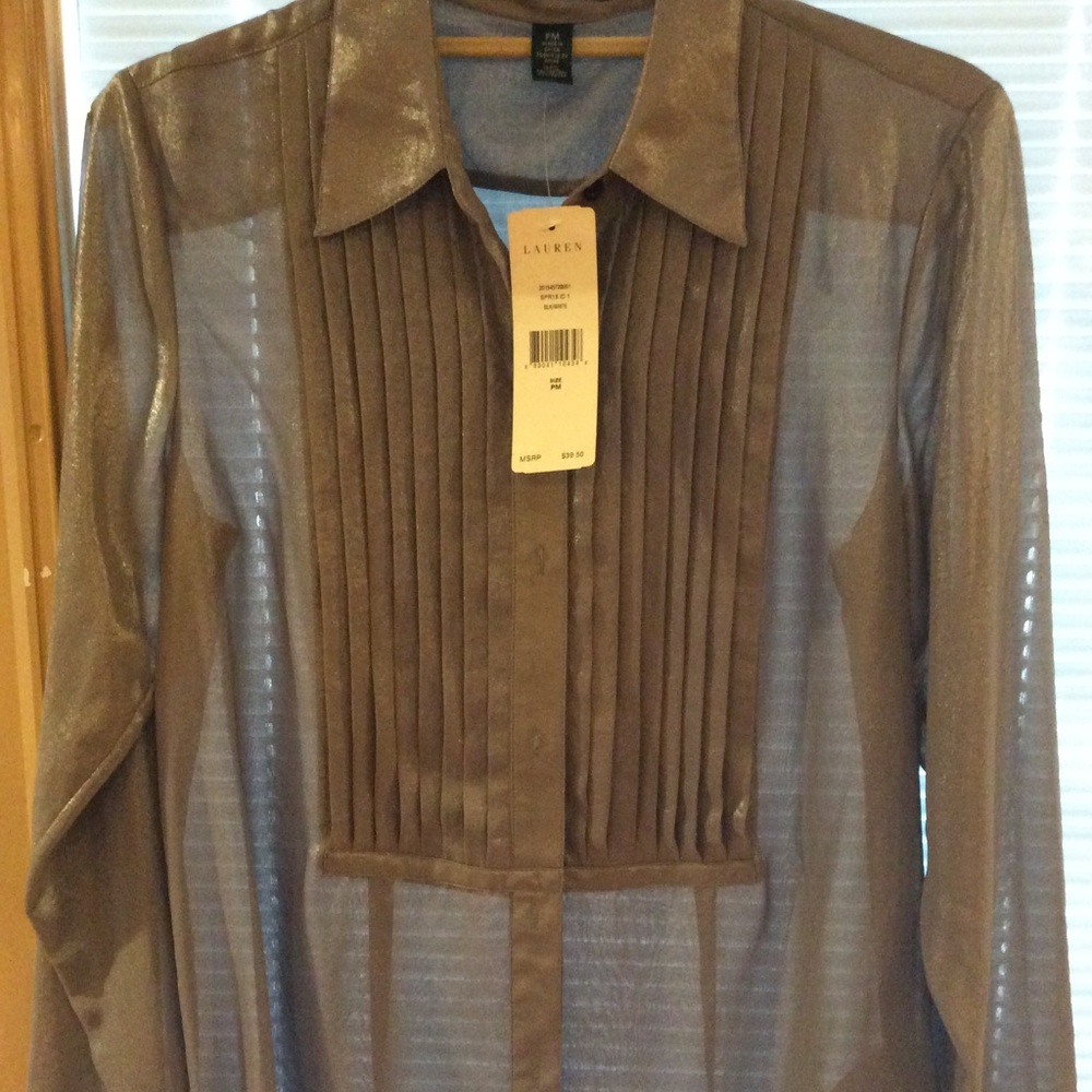 Lauren Ralph Lauren Petite Med Tuxedo sheerblouse